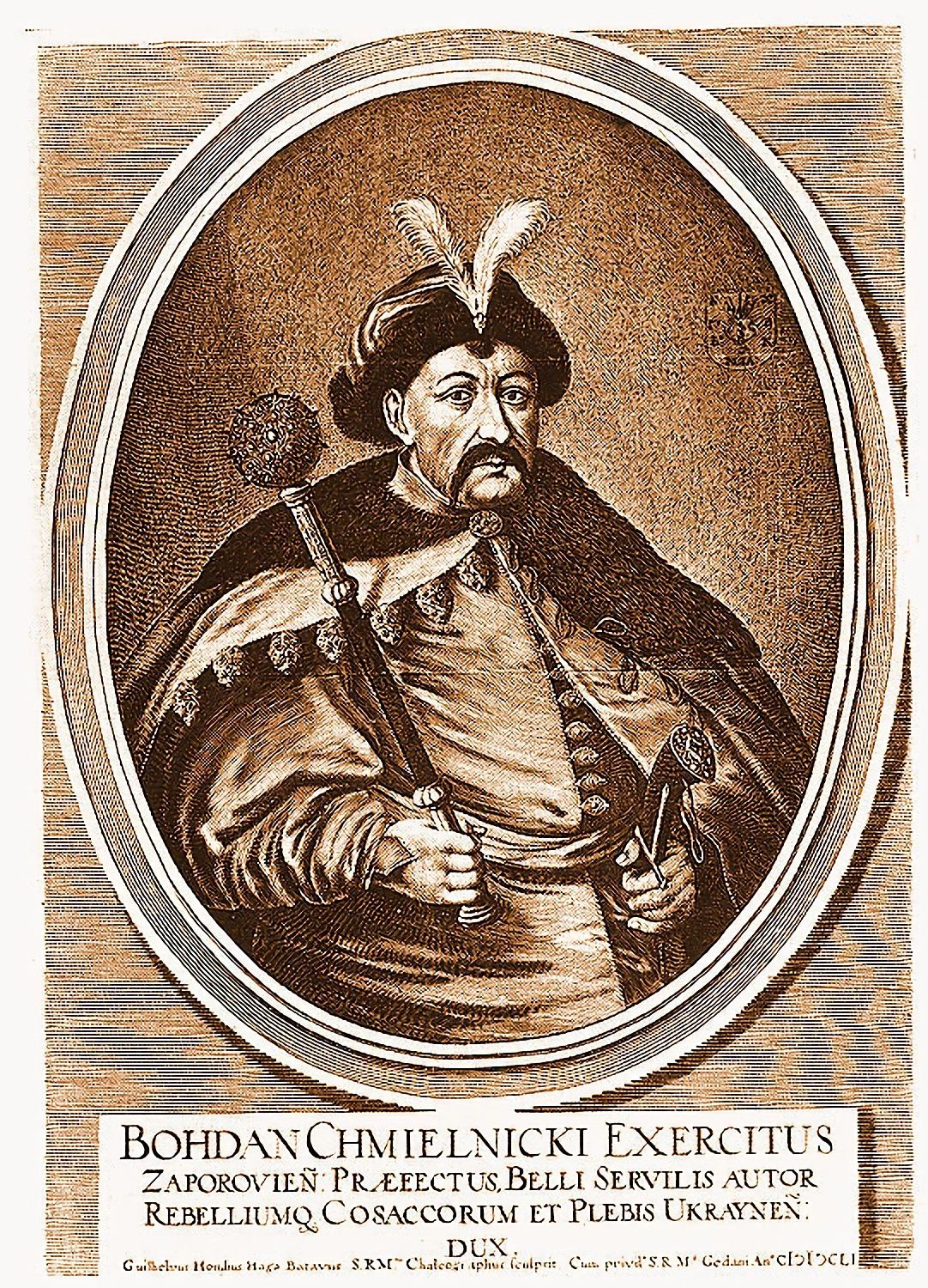 Retrato de Bohdán Jmelnitski, por Willem Hondius