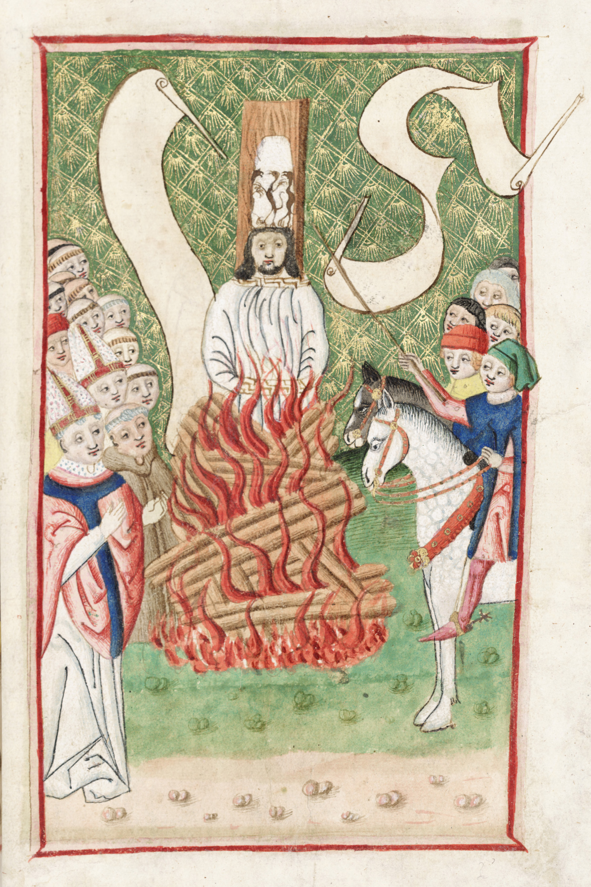 Jan Hus en la hoguera (Códice de Jena, c. 1500-1510)
