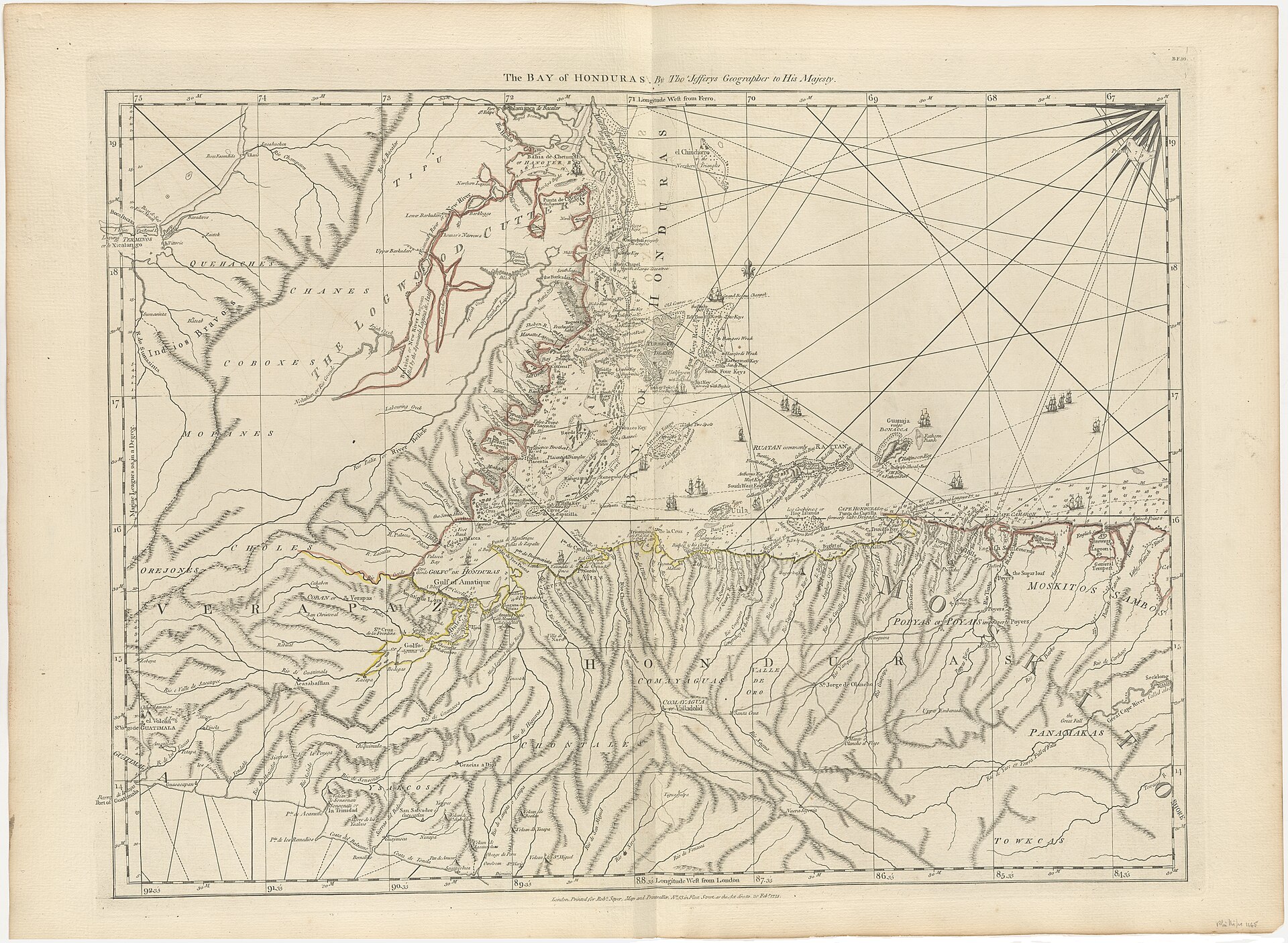 Mapa de la bahía de Honduras, 1775