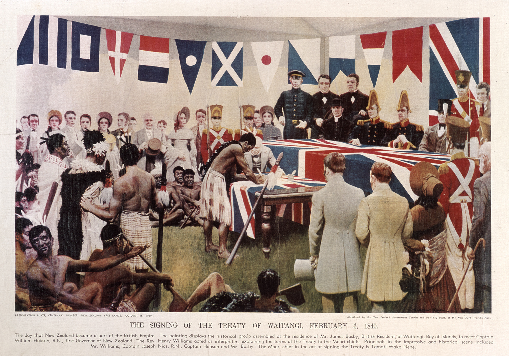 Reconstrucción de la firma del Tratado de Waitangi
