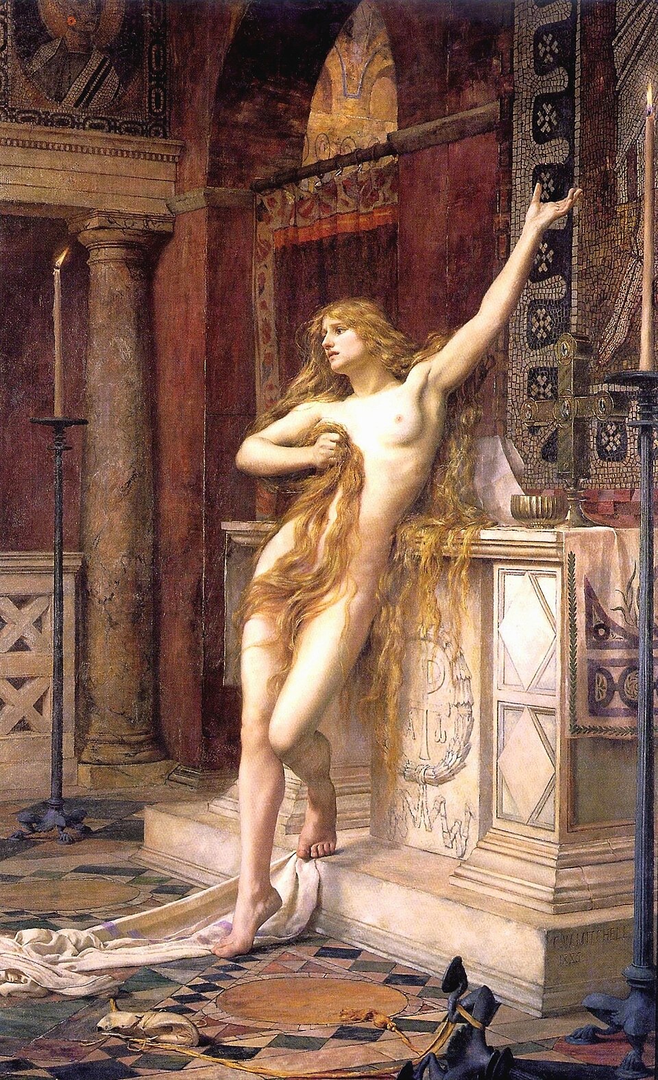 Hipatia, óleo de Charles William Mitchell (1885)