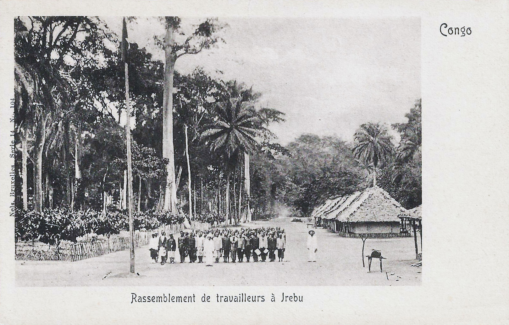 Trabajadores reunidos en Irebu, Congo, hacia 1901-1906