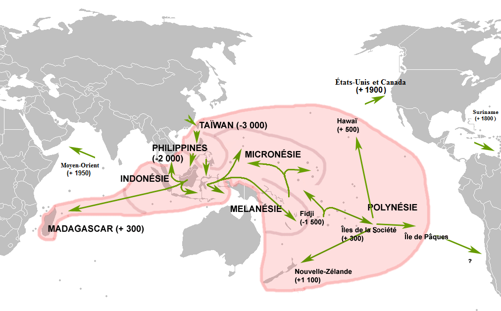 Mapa de las migraciones austronesias