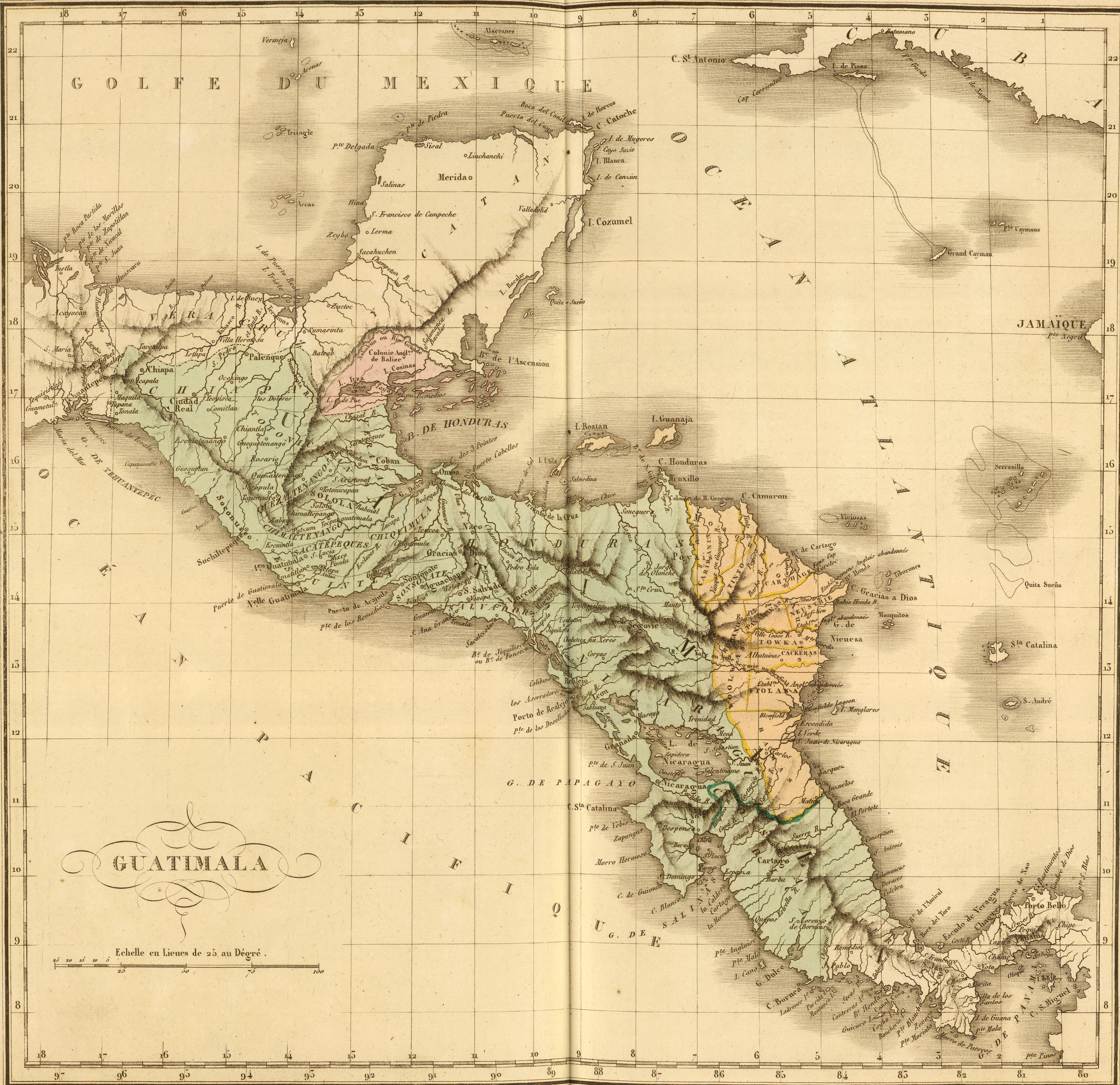 Mapa geográfico, estadístico e histórico de Centroamérica, 1825