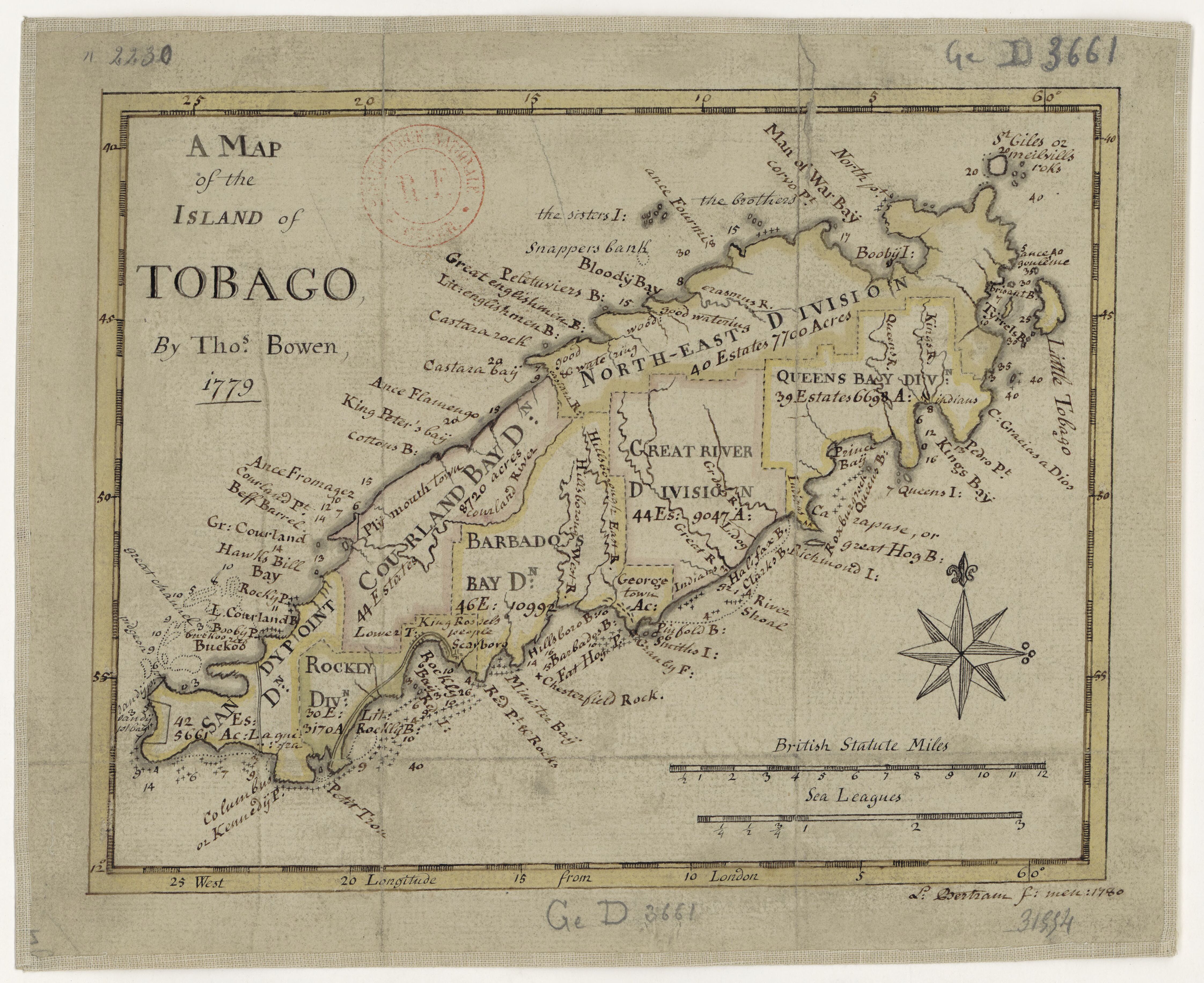 Mapa de la isla de Tobago, 1779