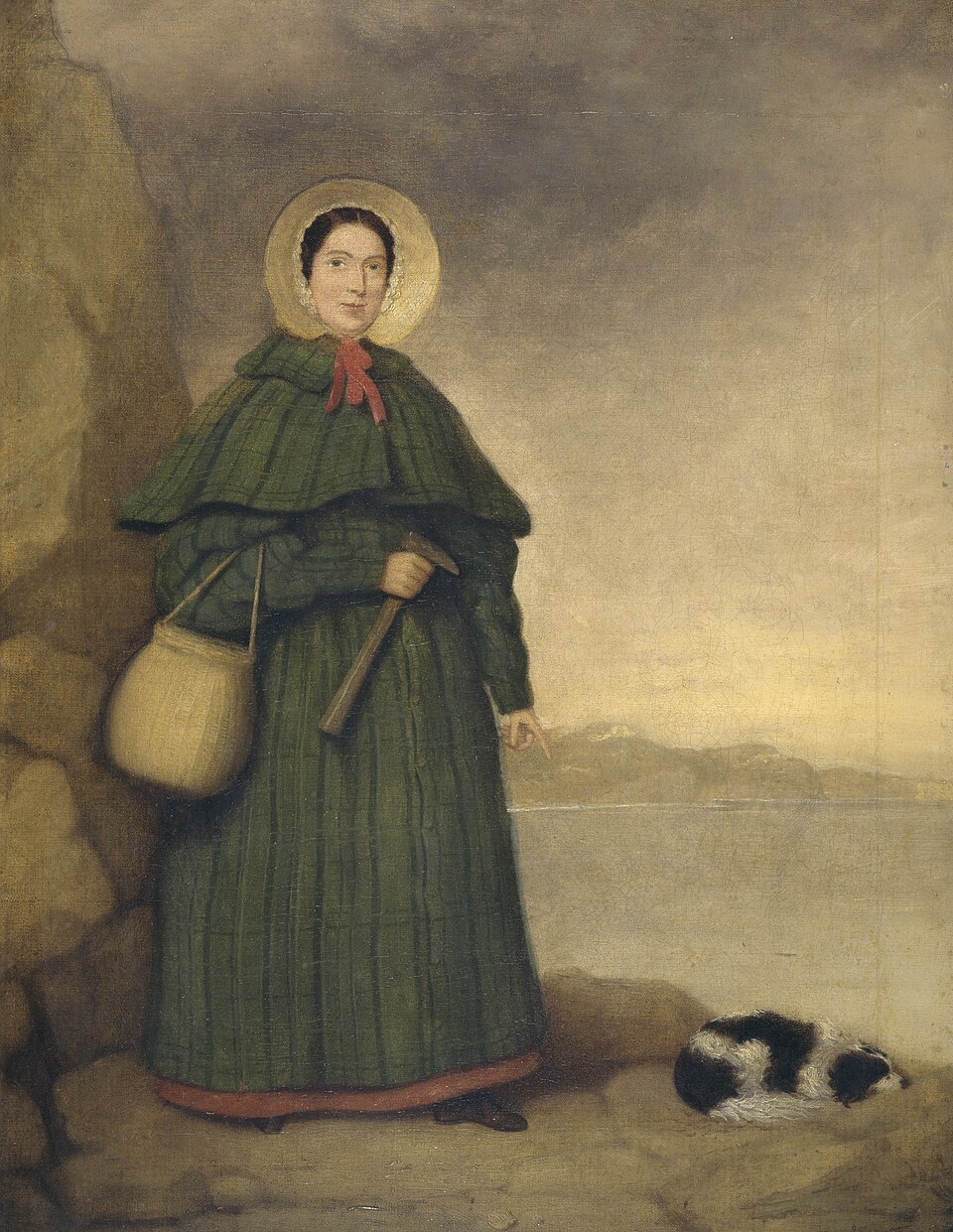Retrato de Mary Anning con su perro Tray
