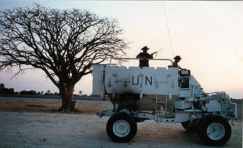 Patrulla de la UNTAG en Ovamboland, 1989