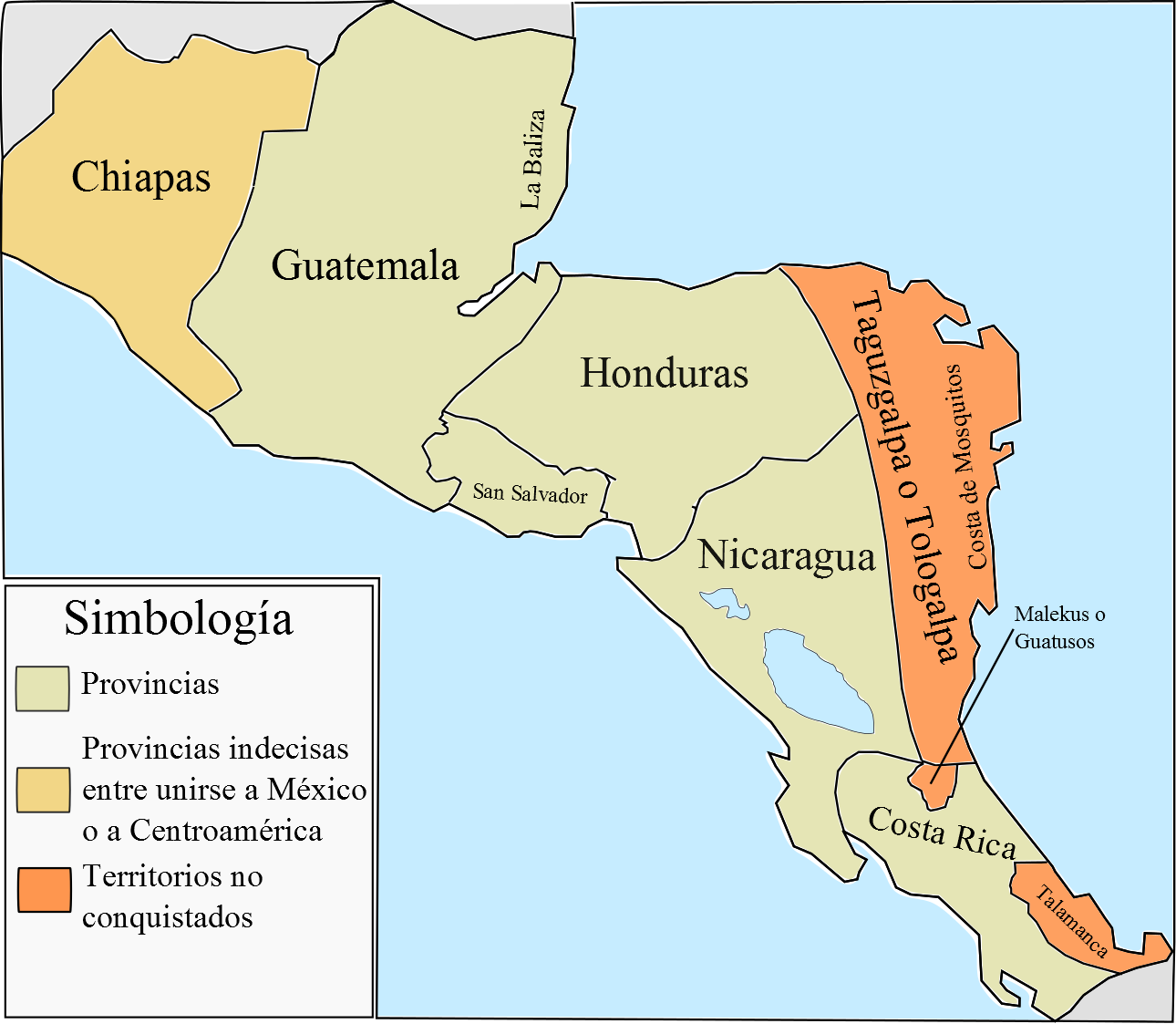 Mapa de las Provincias Unidas de Centroamérica, 1823