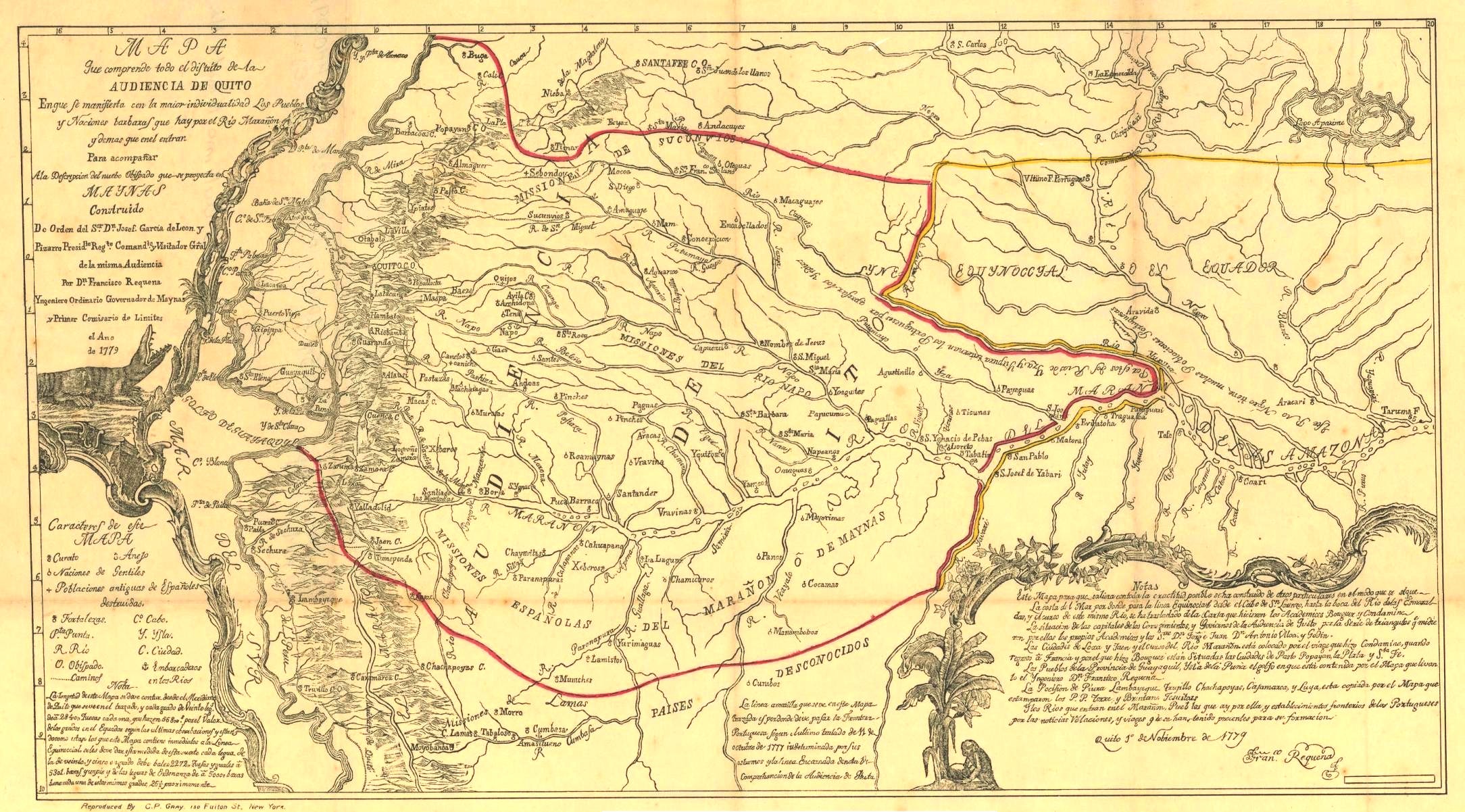 Mapa del distrito de la Real Audiencia de Quito